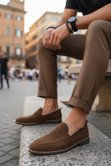 Mocasini barbati maro, tapla subtire, piele eco, comozi 12311 N15-2